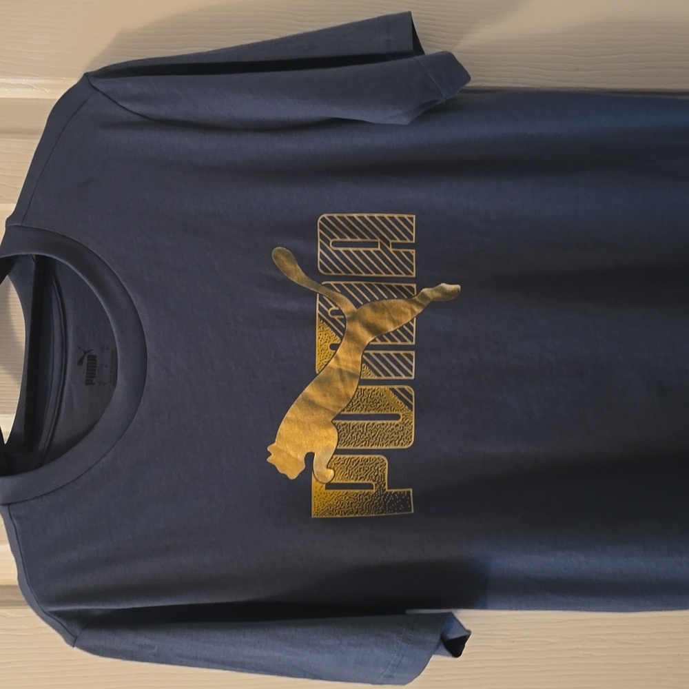 PUMA BRAND SIGNATURE MEN'S BLUE SHORT SLEEVE ATHLETIC TEE-SHIRT SIZE SMALL
